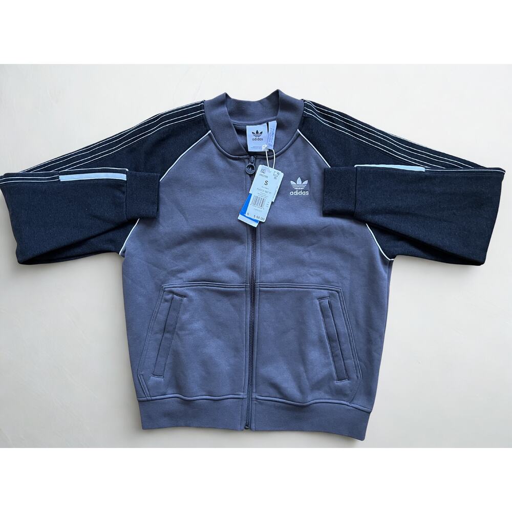 Adidas men S fleece track top grey new with tags